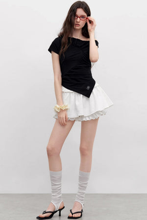 Diagonal Shoulder Waist T-Shirt