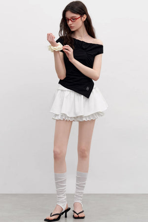Diagonal Shoulder Waist T-Shirt