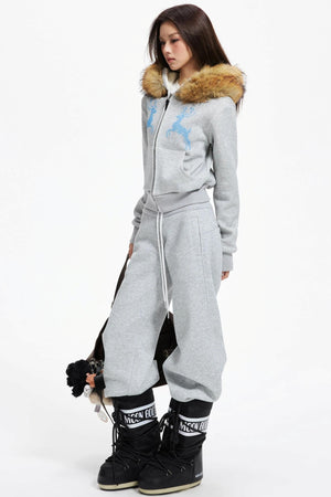 Diamond Deer Hooded Cardigan