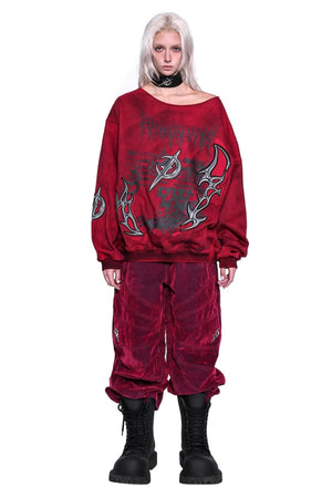 Distressed Dirty Print Y2K Sweatshirt