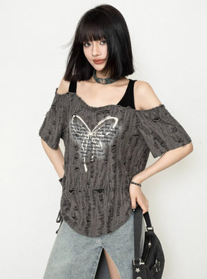 Distressed Sleeveless Strap Top