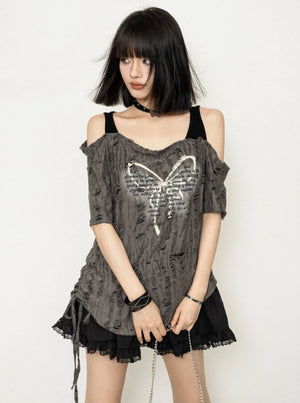Distressed Sleeveless Strap Top