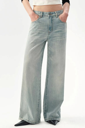 Distressed Wide-Leg Jeans