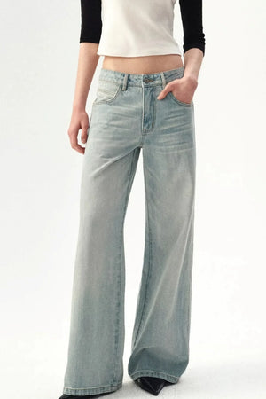 Distressed Wide-Leg Jeans