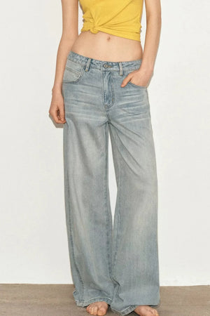 Distressed Wide-Leg Jeans