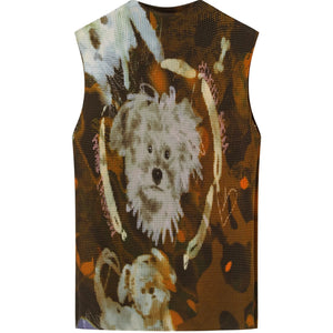 Dog Cat Print Sleeveless Knit Top