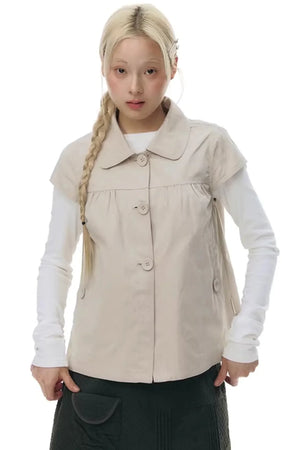 Doll Collar Flutter Sleeve Cardigan
