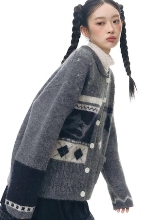 Doll Collar Knitted Cardigan