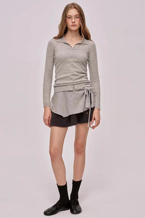 Doll Collar Knitted Cardigan Set-Up