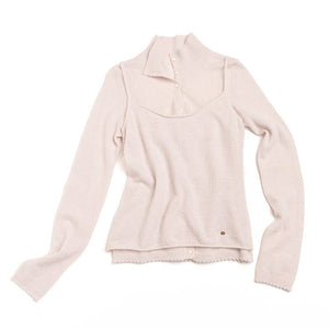 Doll Collar Knitted Cardigan Set-Up