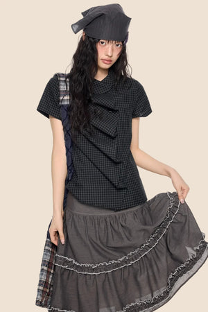 Doll Collar Plaid Blouse