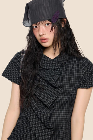 Doll Collar Plaid Blouse