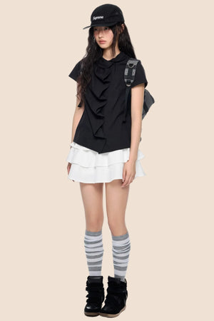 Doll Collar Plaid Blouse