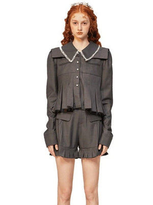 Doll Collar Pleated Set-up