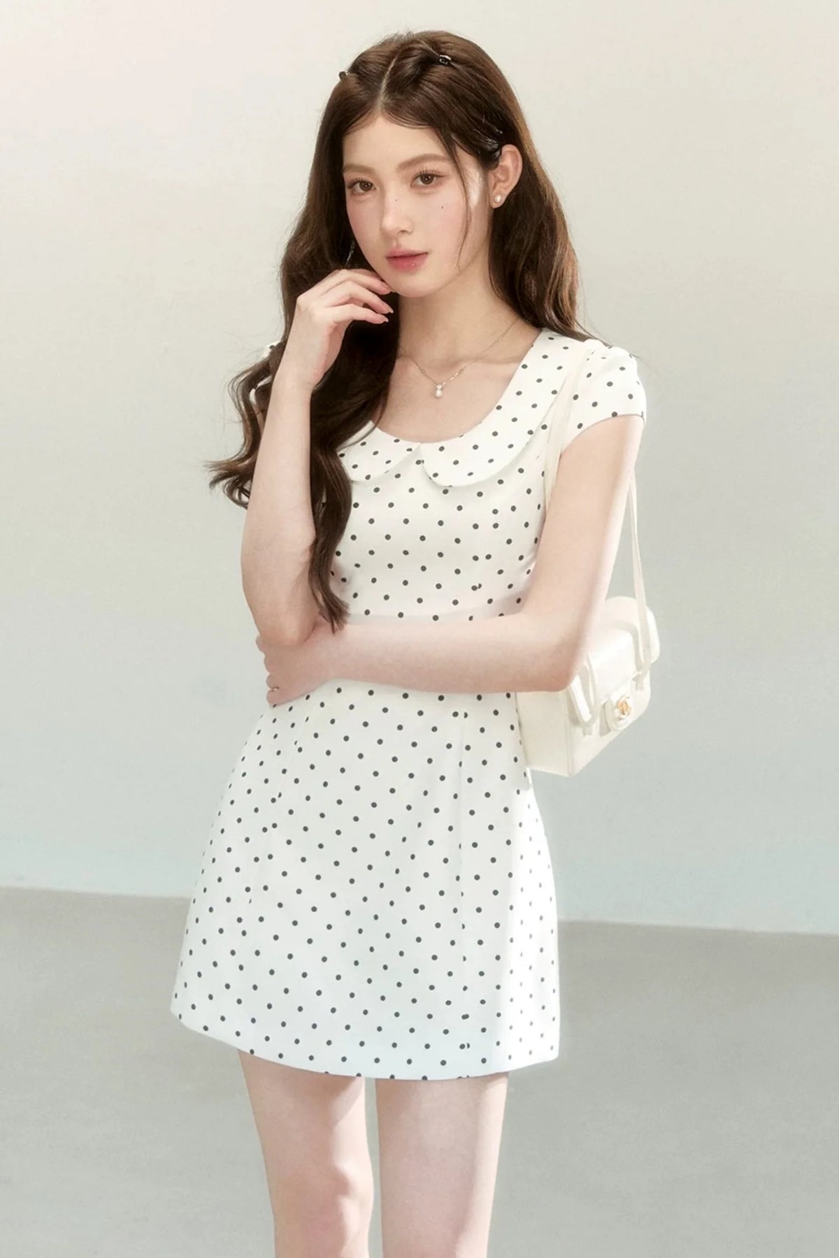 Doll Collar Polka Dot A-Line Dress