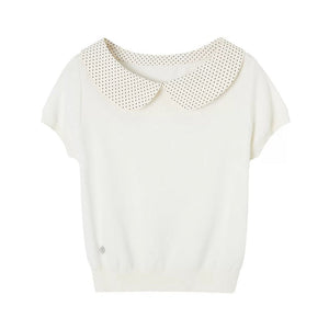 Doll Collar Short Sleeve Knit Top