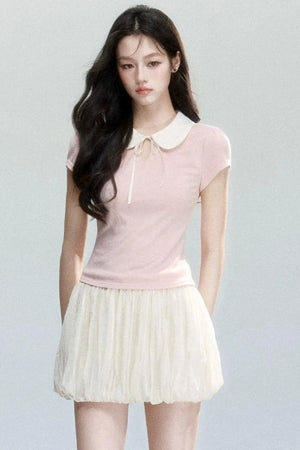 Doll Collar Short Sleeve Top