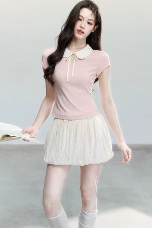 Doll Collar Short Sleeve Top