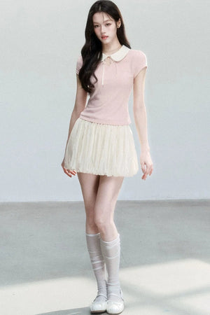 Doll Collar Short Sleeve Top
