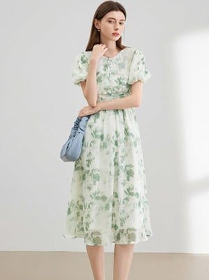 Doll Puff Sleeve Long Dress