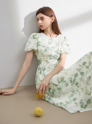 Doll Puff Sleeve Long Dress