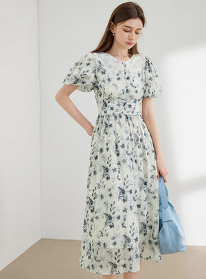Doll Puff Sleeve Long Dress