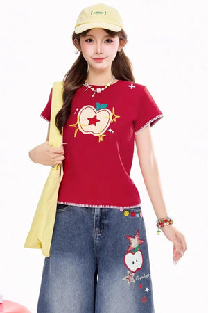 Dopamine Apple Print Top