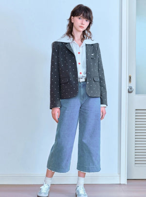 Dot Collarless Coat
