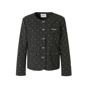 Dot Collarless Coat