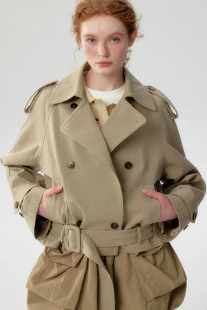 Double-Breasted Cropped Trench Coat