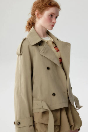 Double-Breasted Cropped Trench Coat
