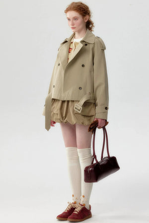 Double-Breasted Cropped Trench Coat