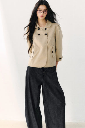 Double-Breasted Doll Collar Top
