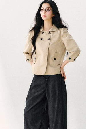 Double-Breasted Doll Collar Top