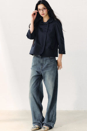 Double-Breasted Doll Collar Top
