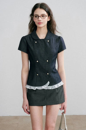 Double-Breasted Polo Top Set-Up