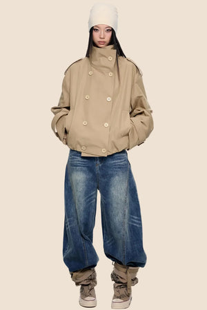 Double-Breasted Retro Trench Coat