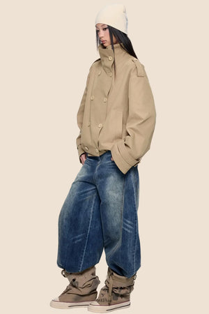 Double-Breasted Retro Trench Coat