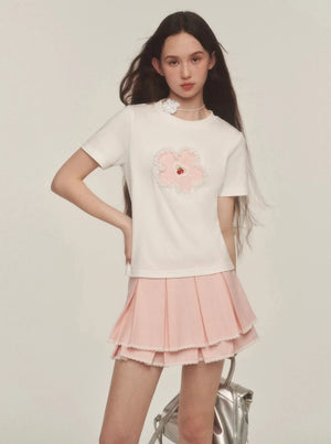 Double Lace Check Pleated Skirt