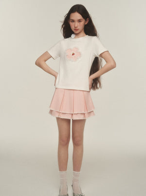Double Lace Check Pleated Skirt