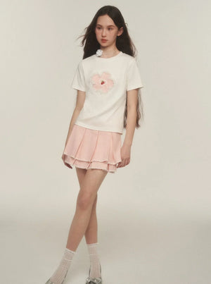 Double Lace Check Pleated Skirt