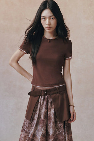 Double-Layer Patchwork Lace Trim T-Shirt