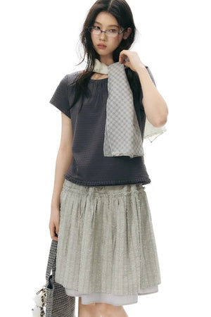 Double-Layered Puff A-Line Skirt