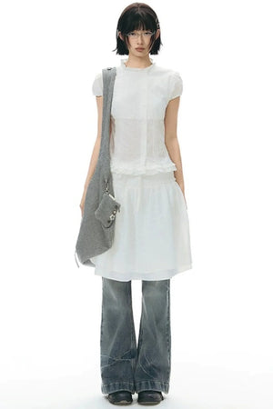 Double-Layered Puff A-Line Skirt