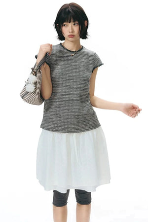 Double-Layered Puff A-Line Skirt