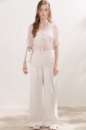 Double Pleated Wide Leg Linen Pants
