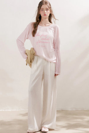 Double Pleated Wide Leg Linen Pants