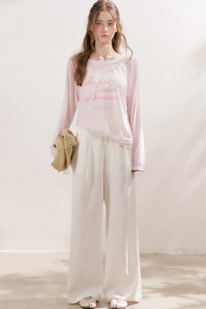 Double Pleated Wide Leg Linen Pants