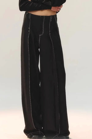 Double Pleated Wide-Leg Pants