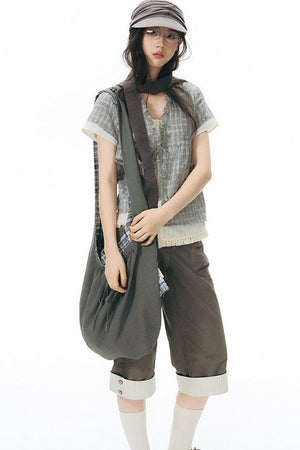 Double-Sided Button Crossbody Bag